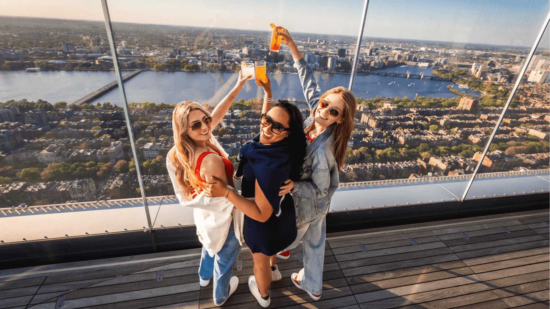 Rooftop bar setting at View Boston