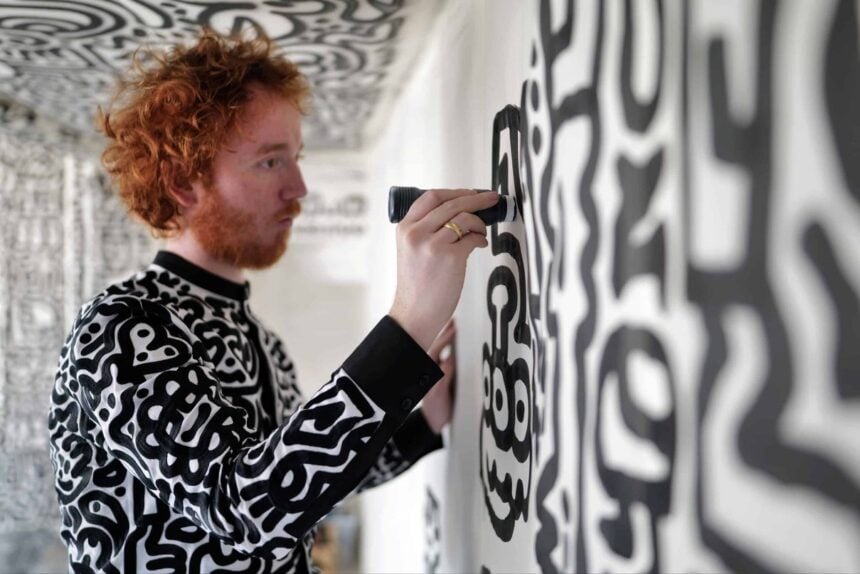 Mr Doodle art installation inside The View from The Shard