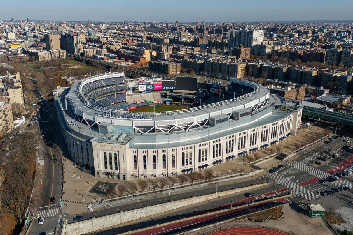 Aerial view of Yankee Stadium in the Bronx