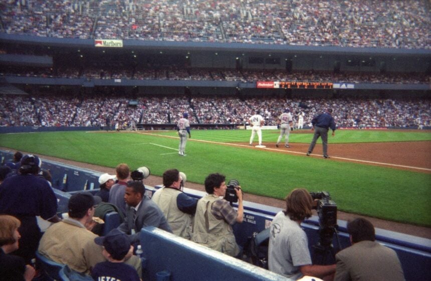 Wide view of Yankee Stadium stands during a baseball game