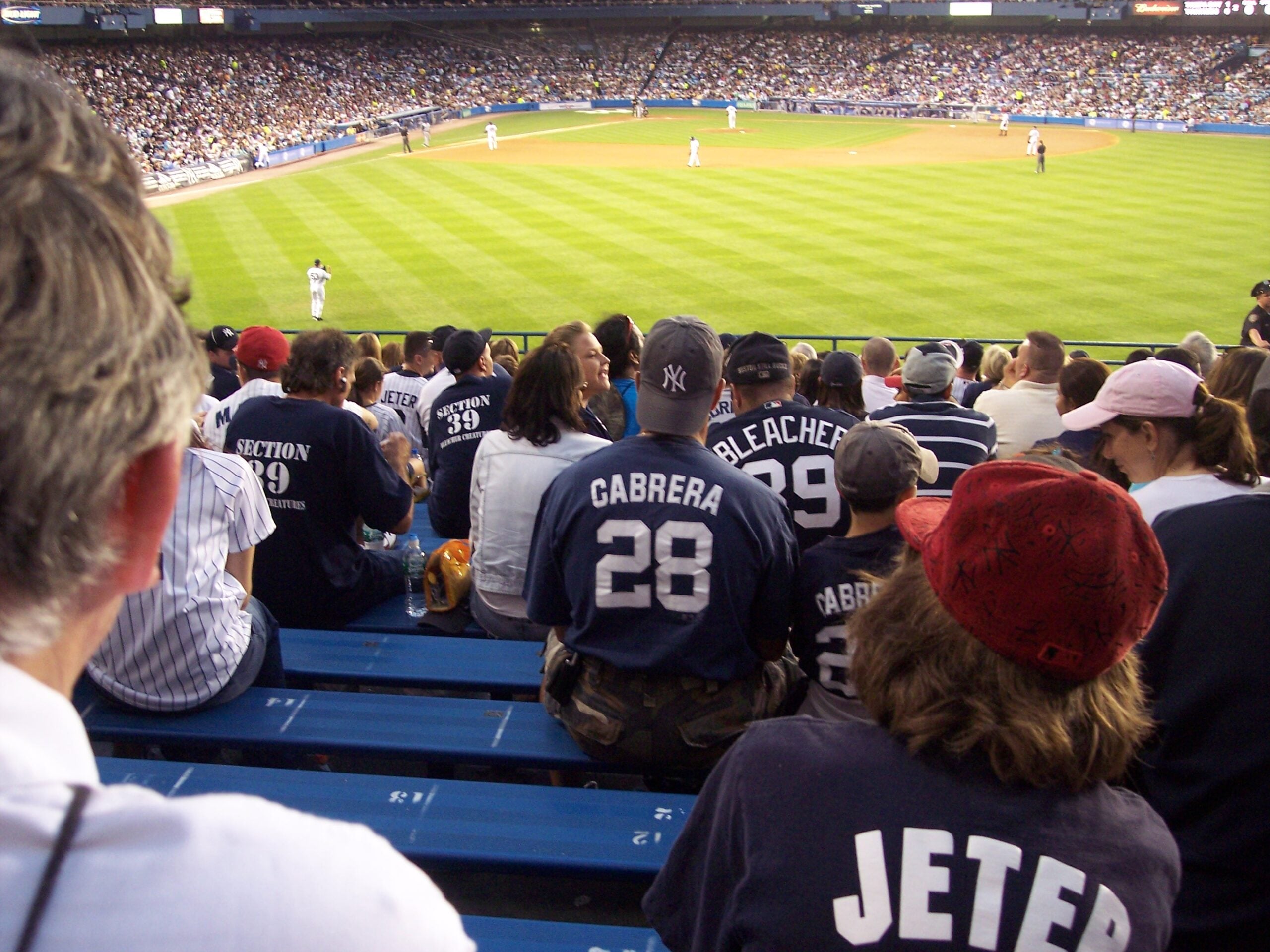 Yankees supporters gathered in the bleachers