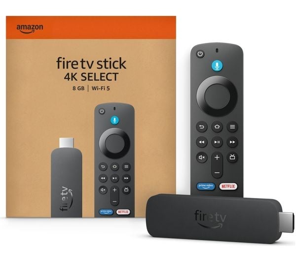 Amazon Fire TV Stick 4K Select product photographed on a clean background
