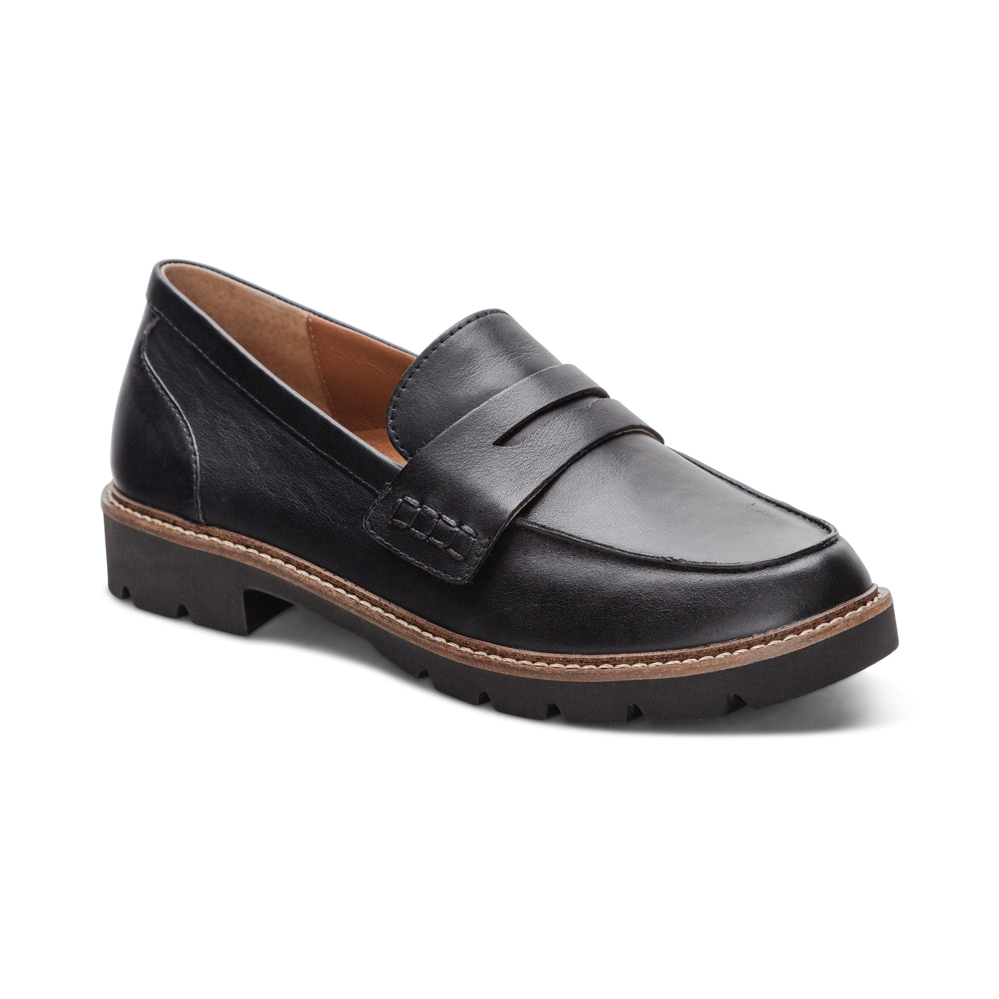 Black Aetrex Collette arch support loafer