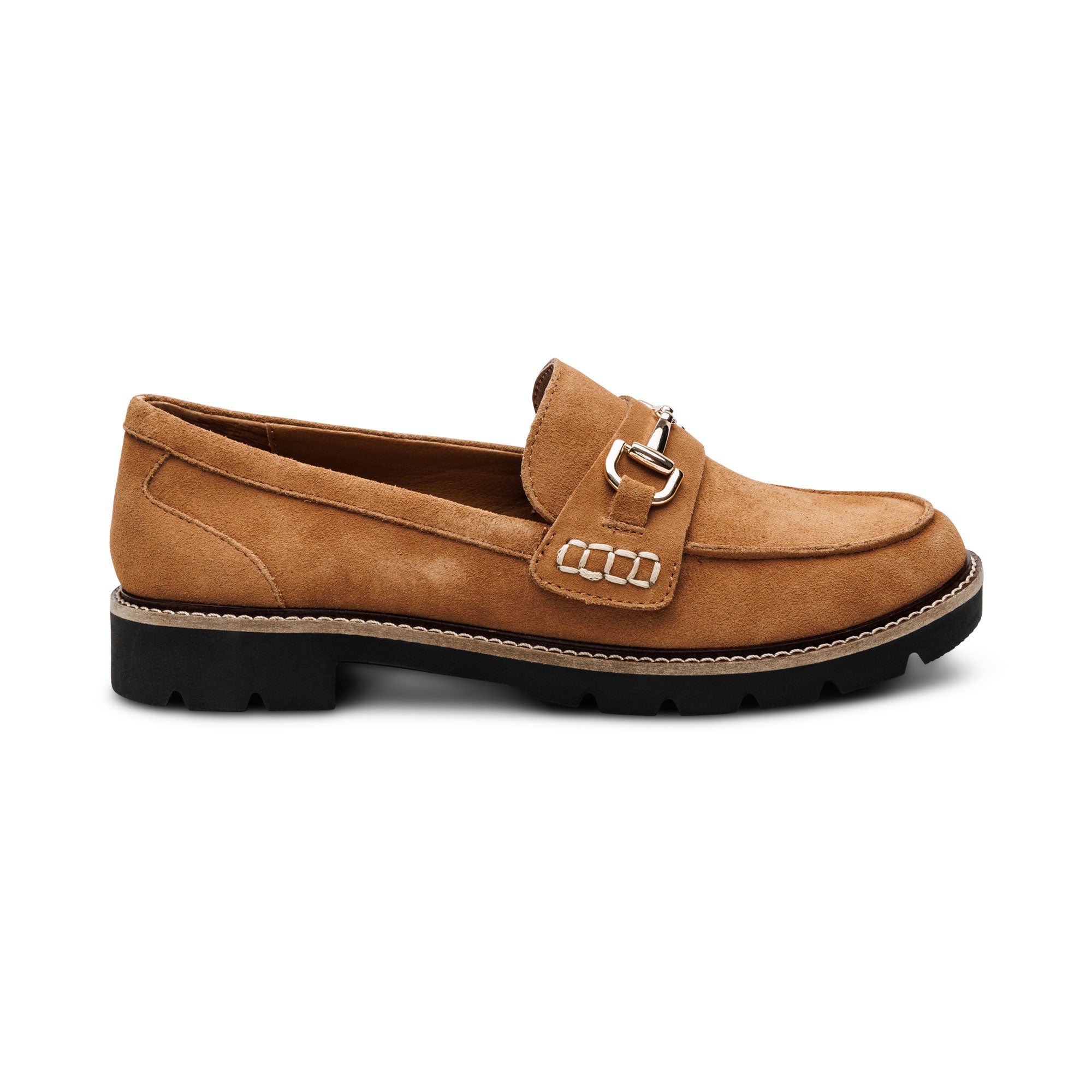 Tan suede Aetrex Collette loafer