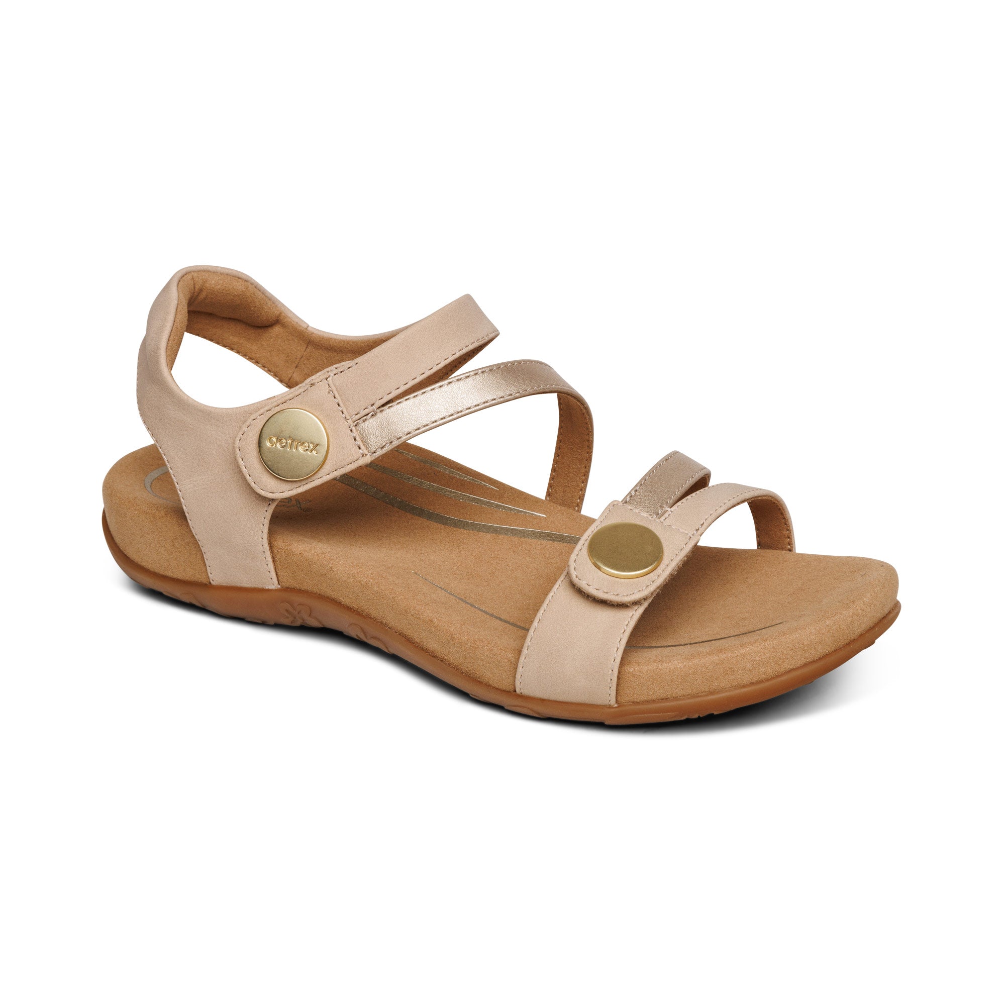 Aetrex Jess tan quarter strap sandal
