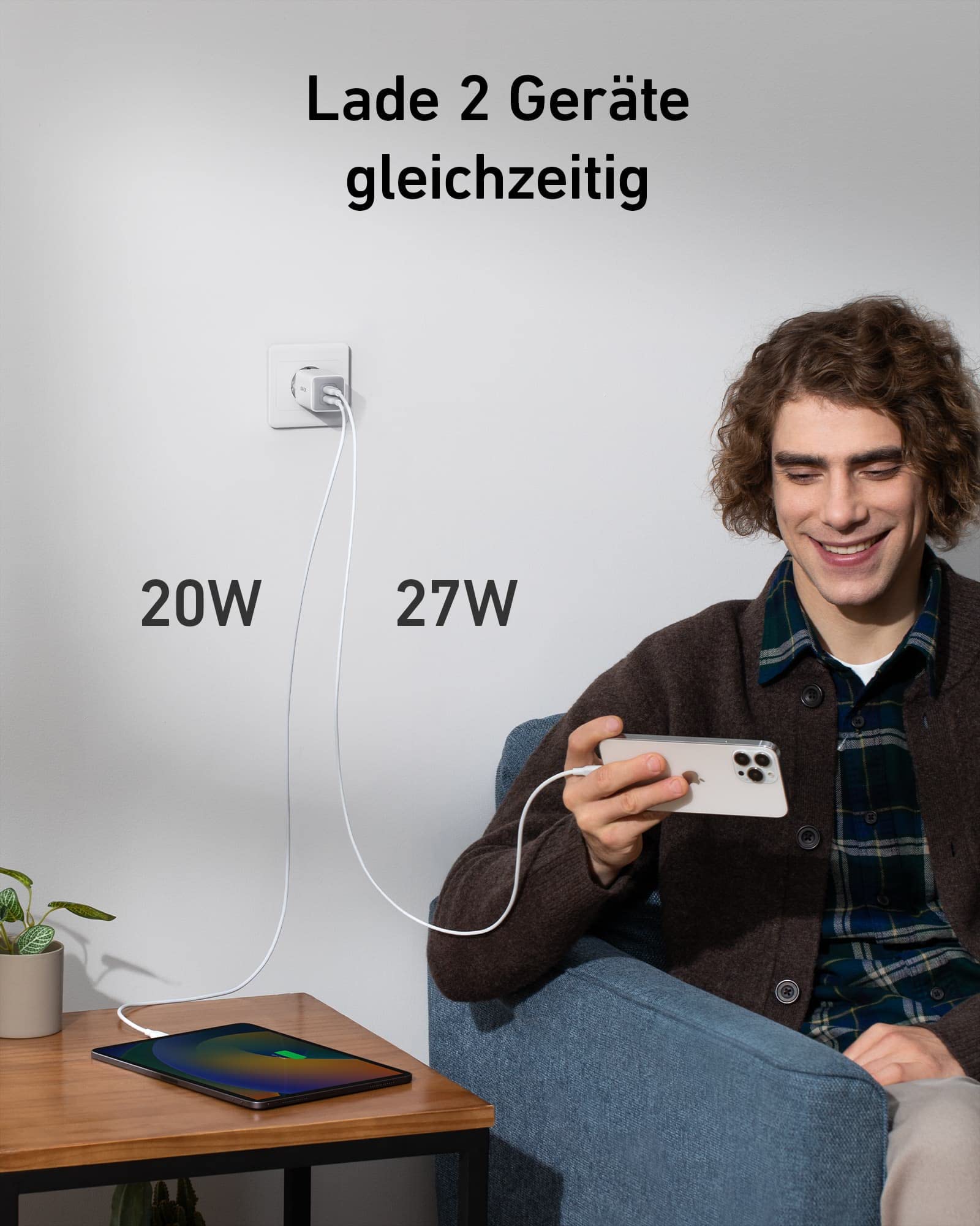 Detailansicht des weißen Anker 523 Ladegeräts