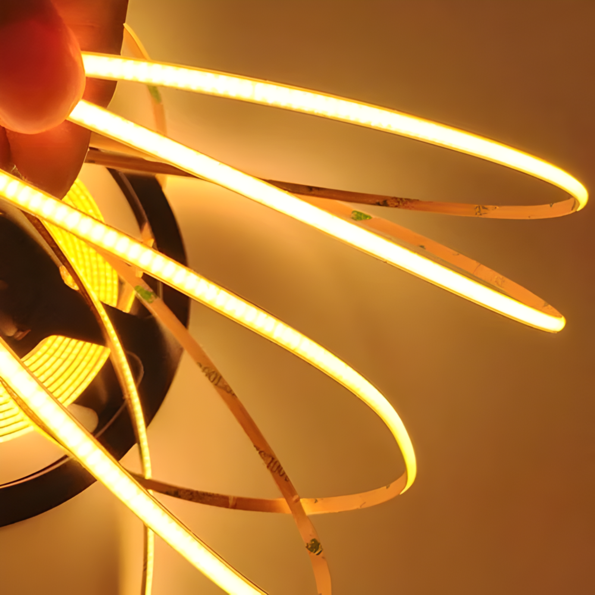 Slim four millimetre warm white LED strip