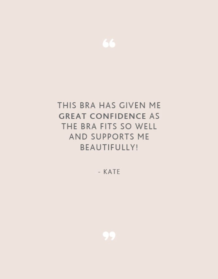 Bravissimo customer quote graphic about fit, support and confidence