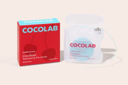 Cocofloss Cherry Bloom Dental Floss spool and dispenser