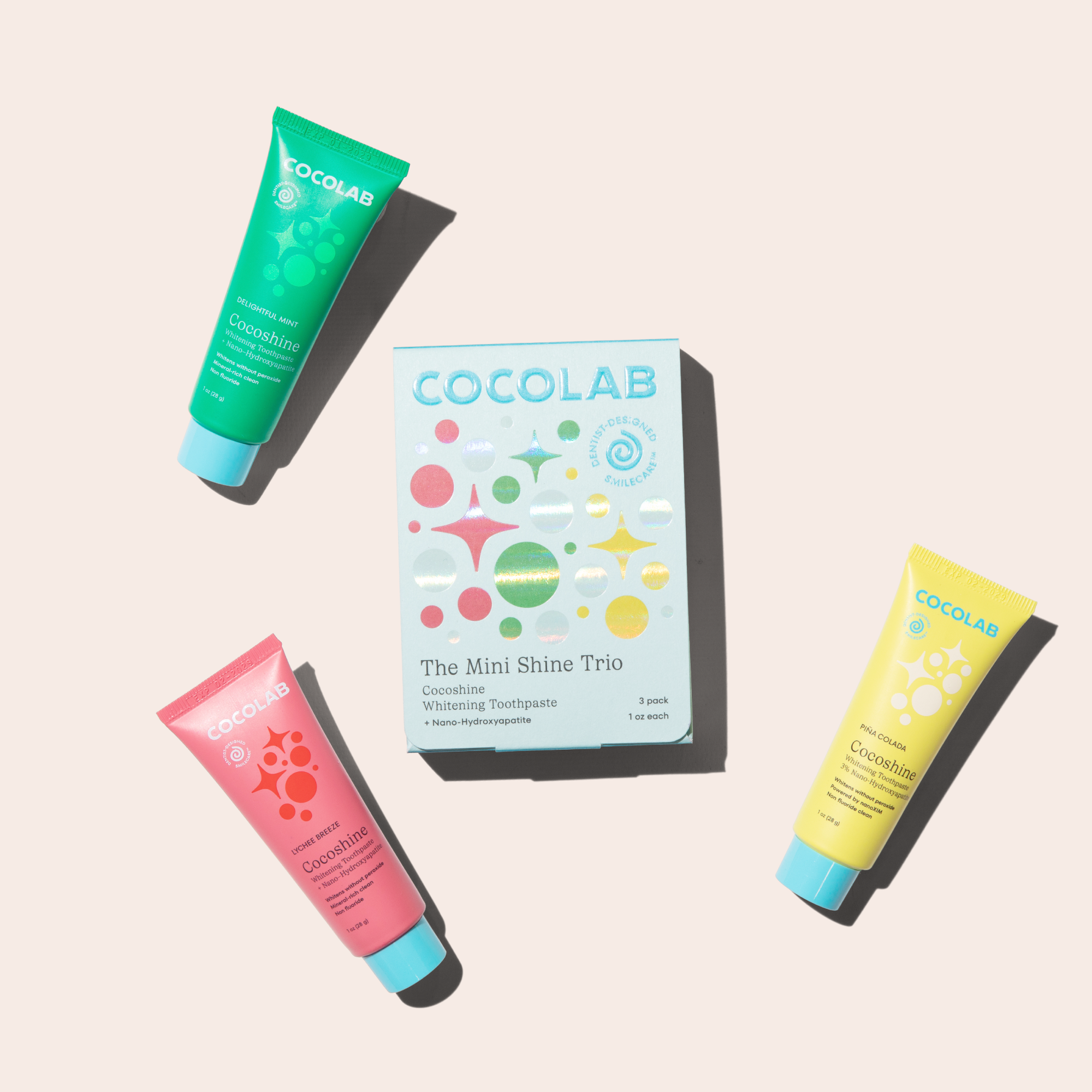 Cocofloss Mini Shine Trio travel toothpaste