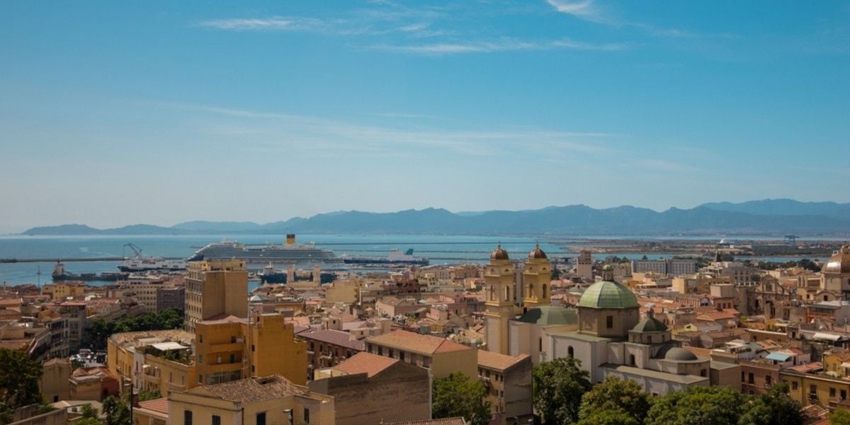 Cagliari skyline on Sardinia