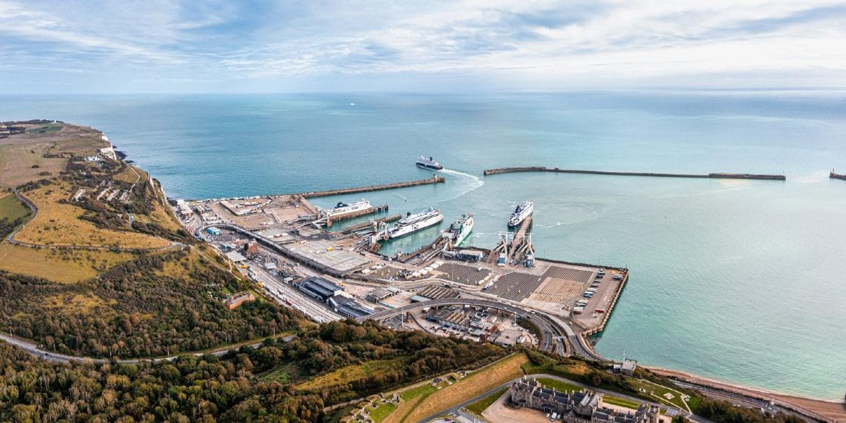 Ferry crossing toward Calais port in France