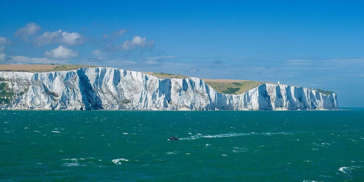 White cliffs beside Dover ferry route