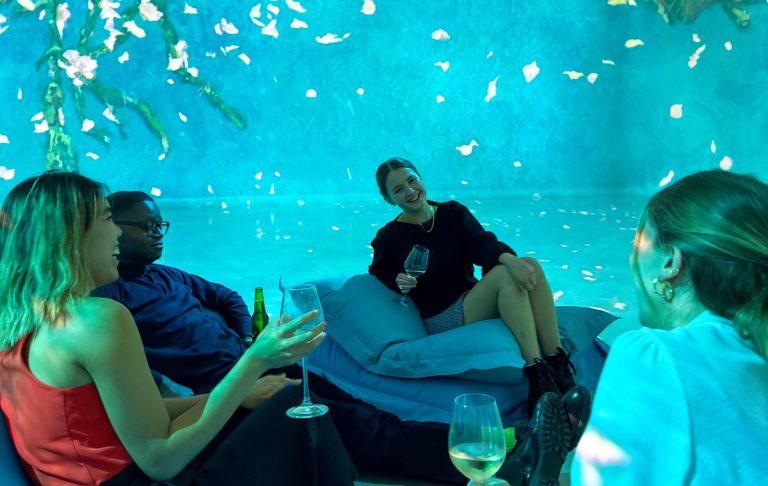 Visitors exploring the galleries during a Frameless Lates evening