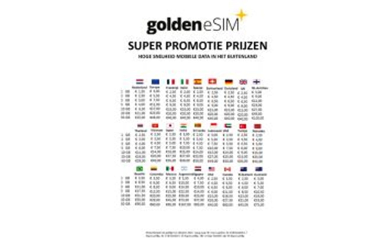 Tarievenoverzicht voor Golden eSIM-bundels