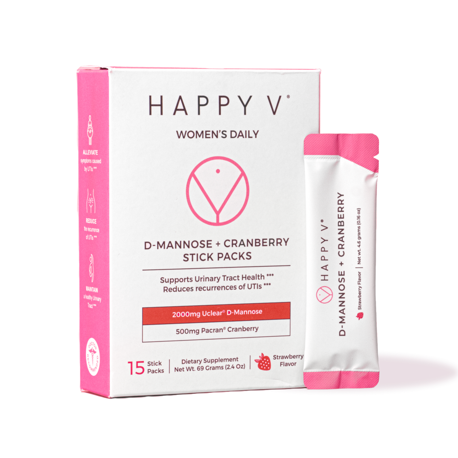 Happy V D-Mannose plus Cranberry stick pack box