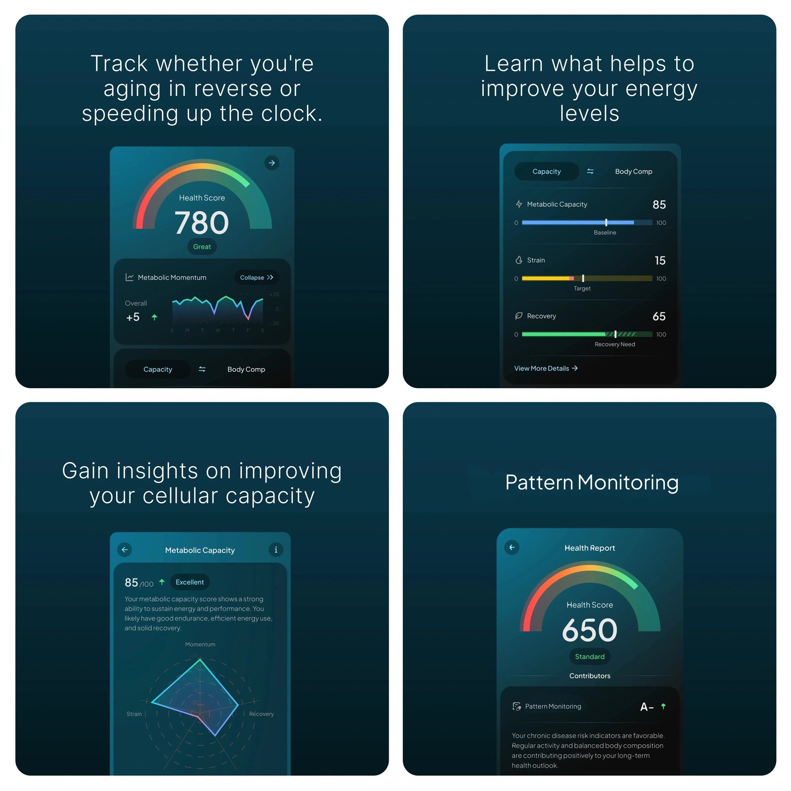 Hume app feature panels for the band