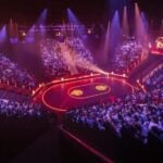 Lit theatre arena from Hunger Games on Stage