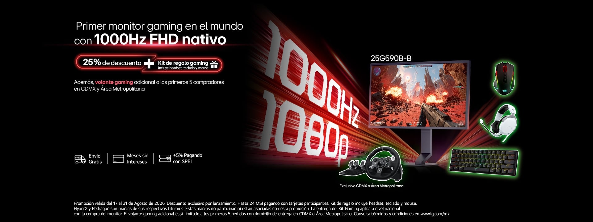 Monitor gaming LG mostrado en una promoción