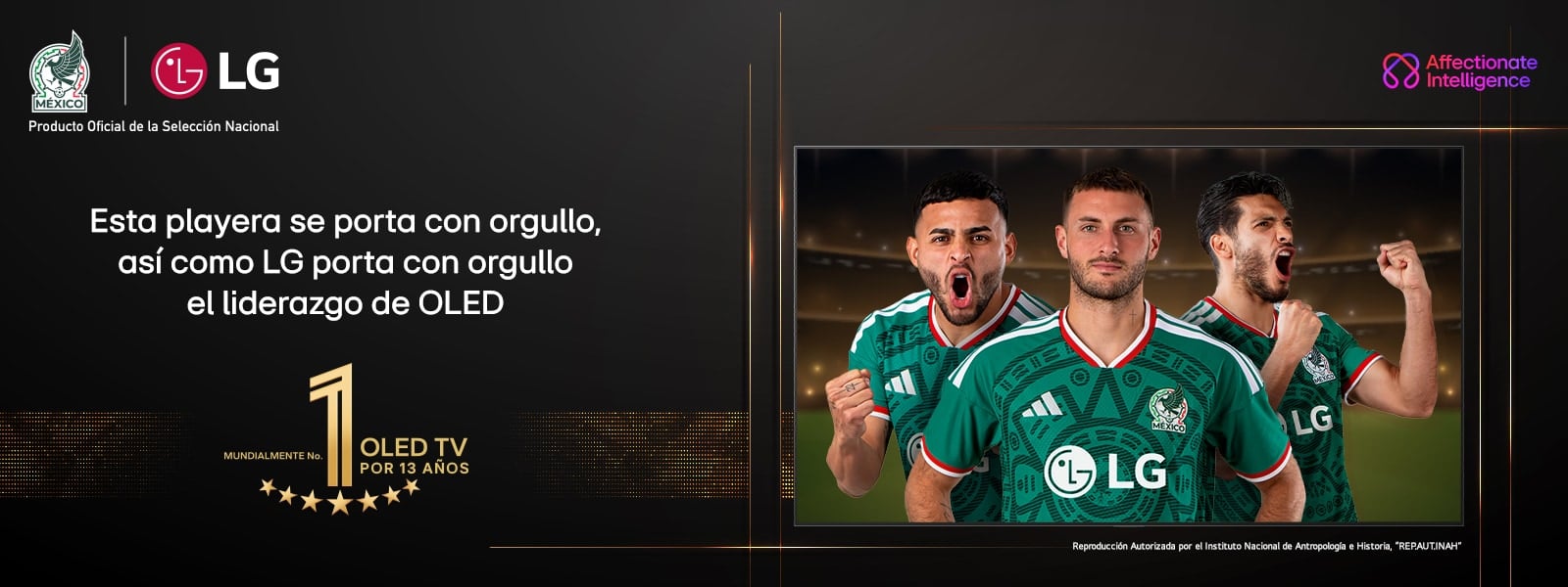Televisor LG OLED mostrando futbolistas