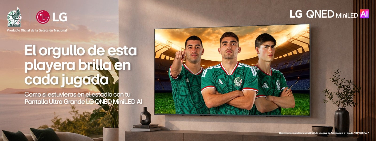 Televisor LG QNED mostrando futbolistas