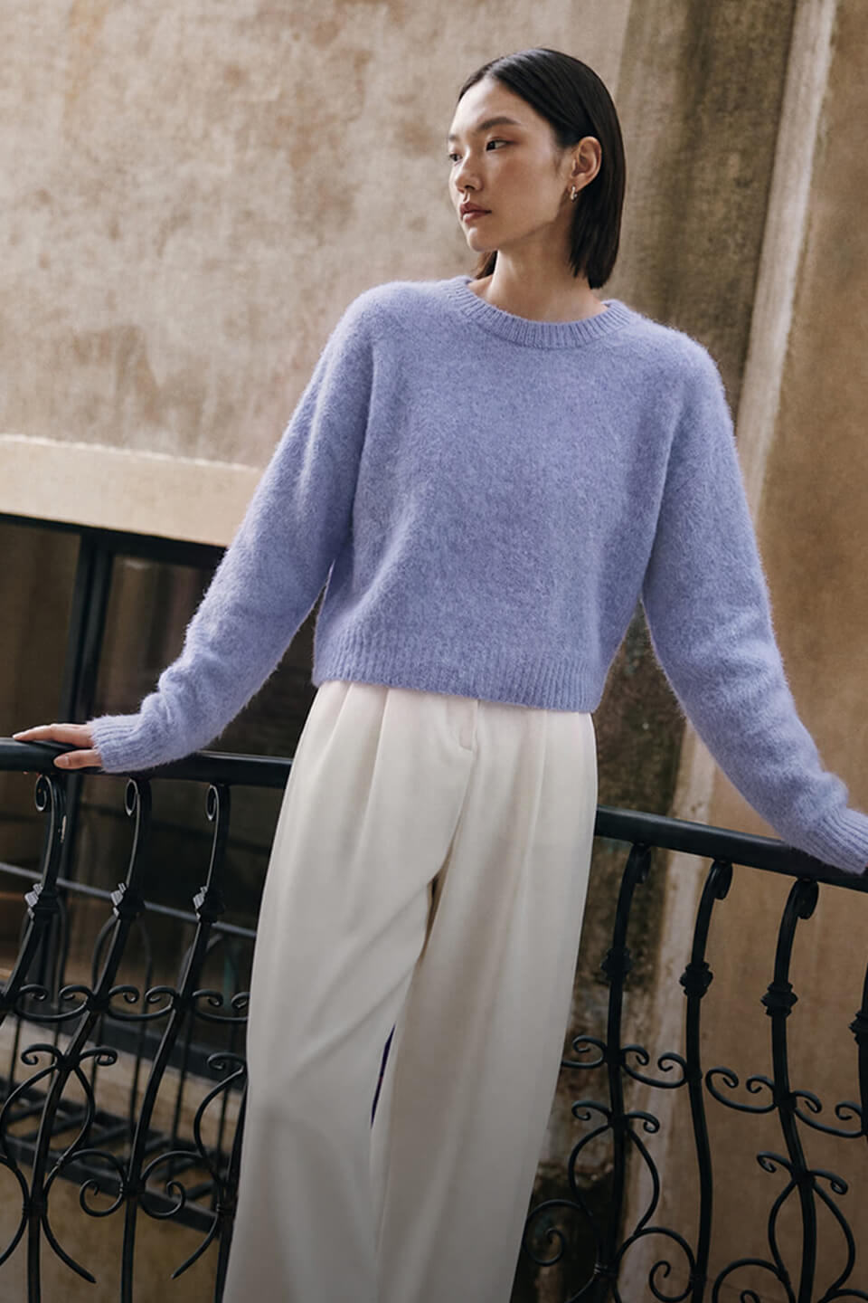 Pull sans couture bicolore en cachemire Lilysilk