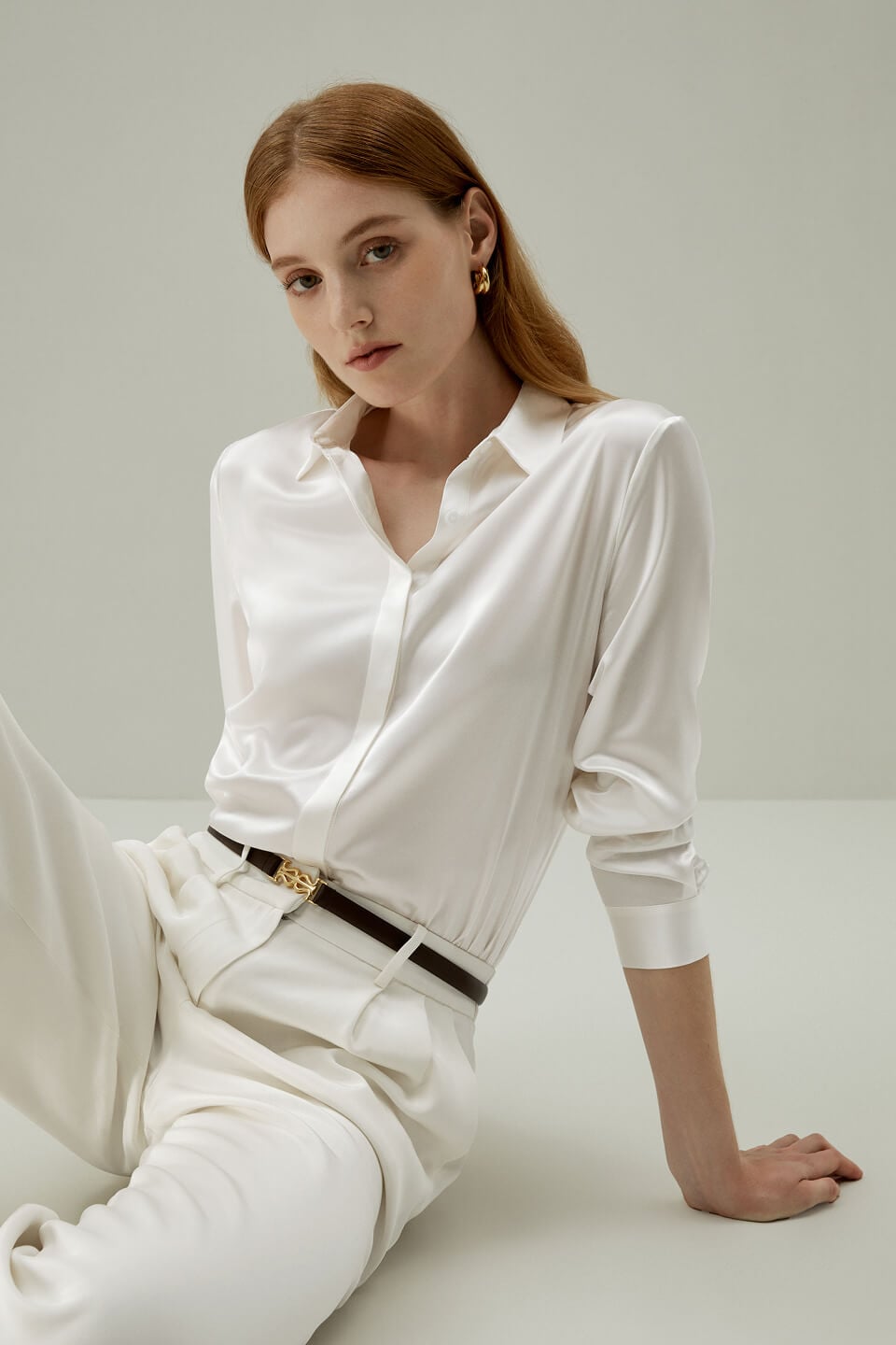 Lilysilk Basic Concealed Placket Silk Shirt als einzelnes Kleidungsstück