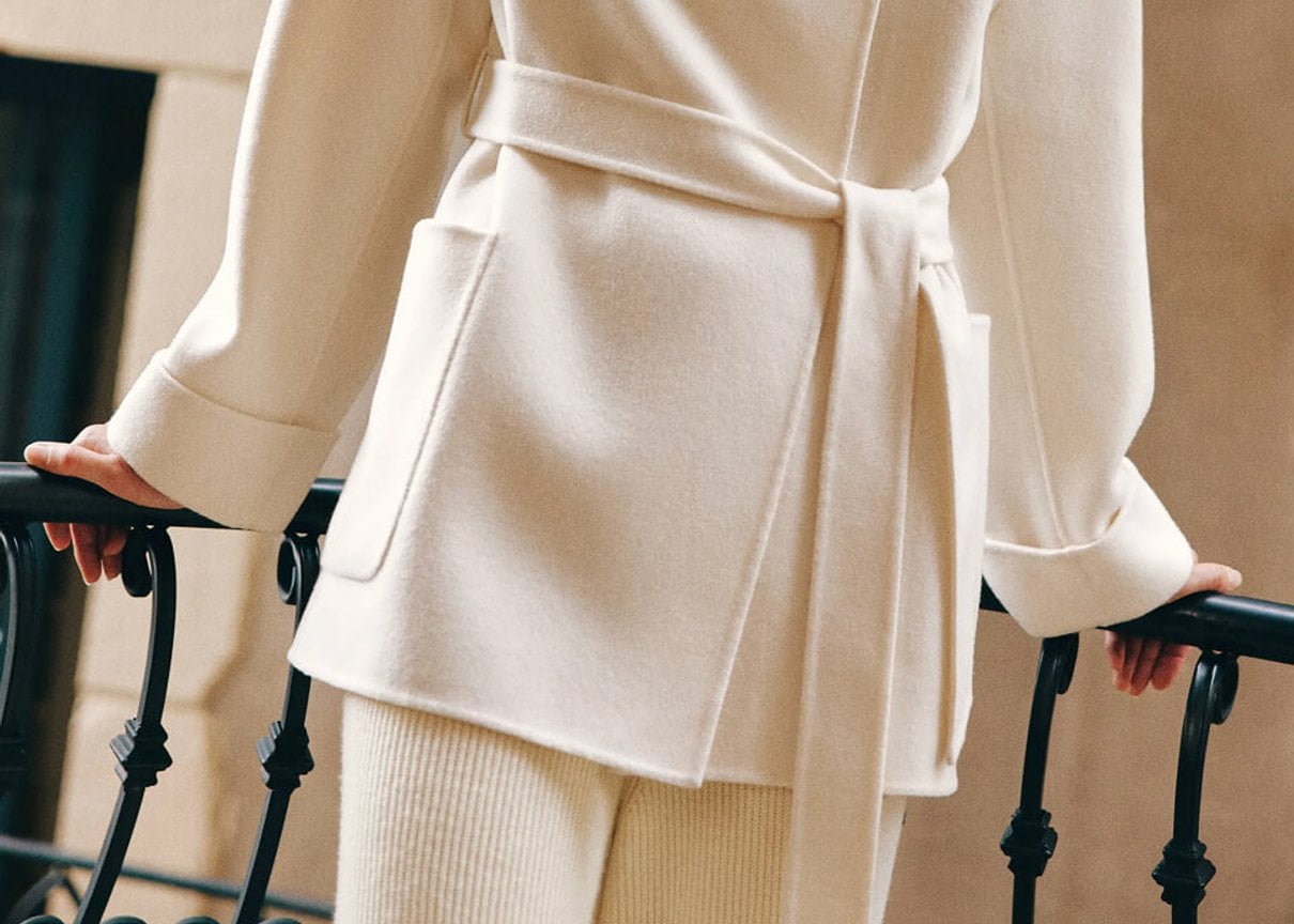 Manteau court double face en laine et cachemire Lilysilk