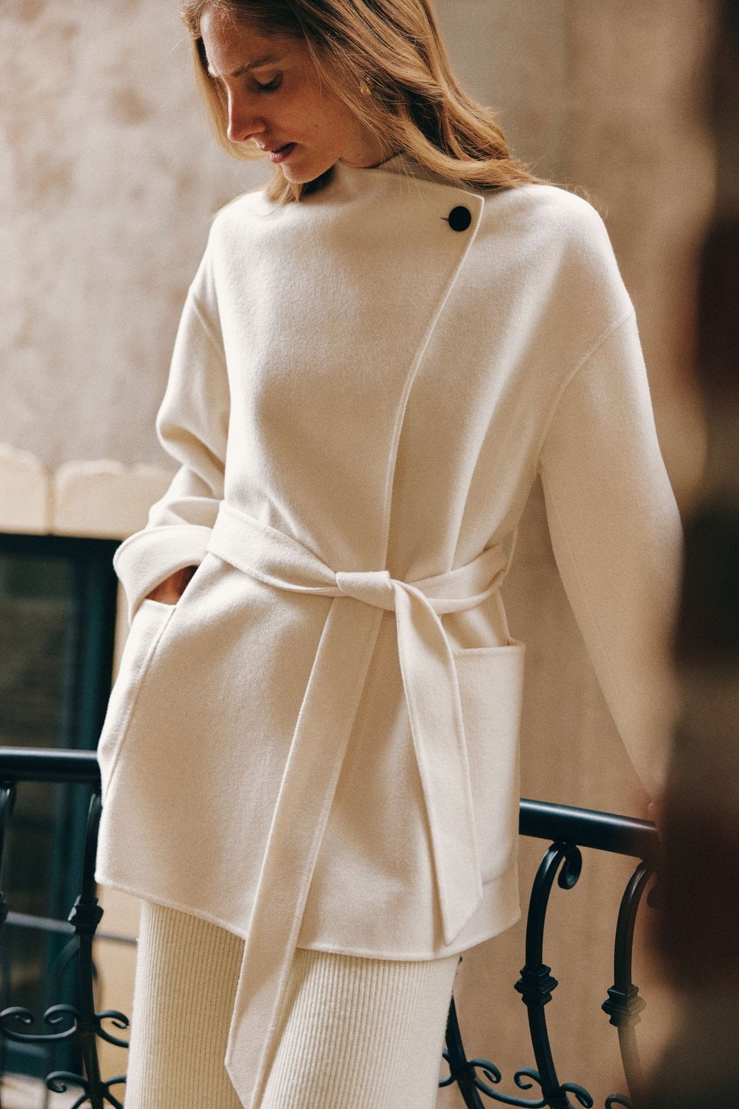 Double-Faced Wool-Cashmere Short Coat by Lilysilk