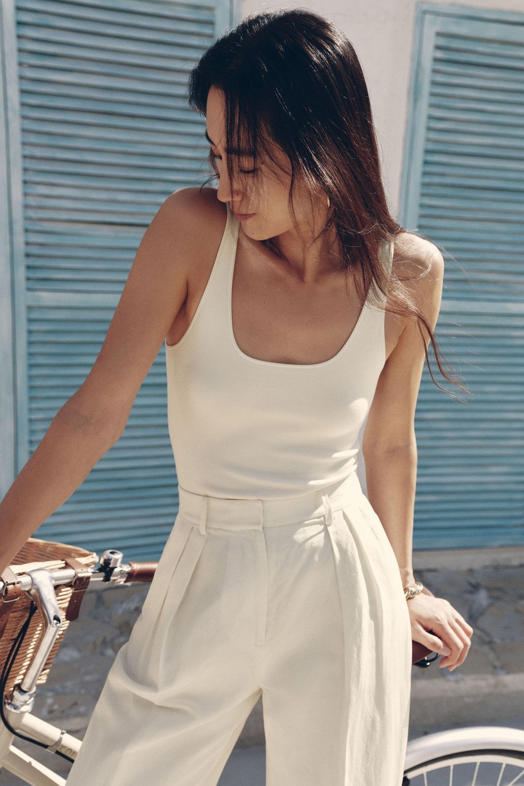Débardeur Milano en soie et viscose blanc