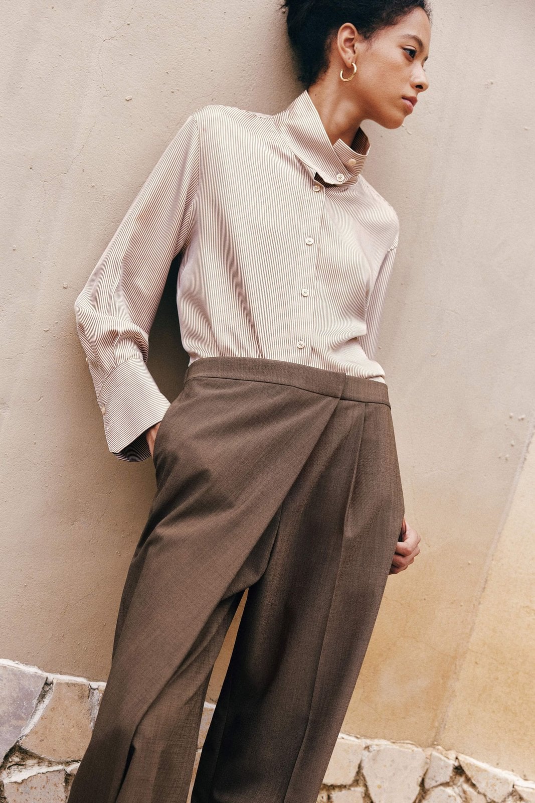 Oversized Pinstripe Silk Twill Shirt by Lilysilk