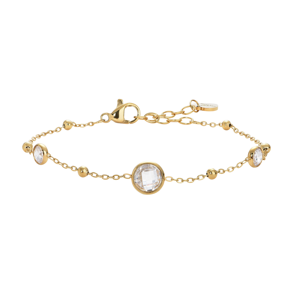 Bracciale da donna in acciaio IP gold con zirconi bianchi