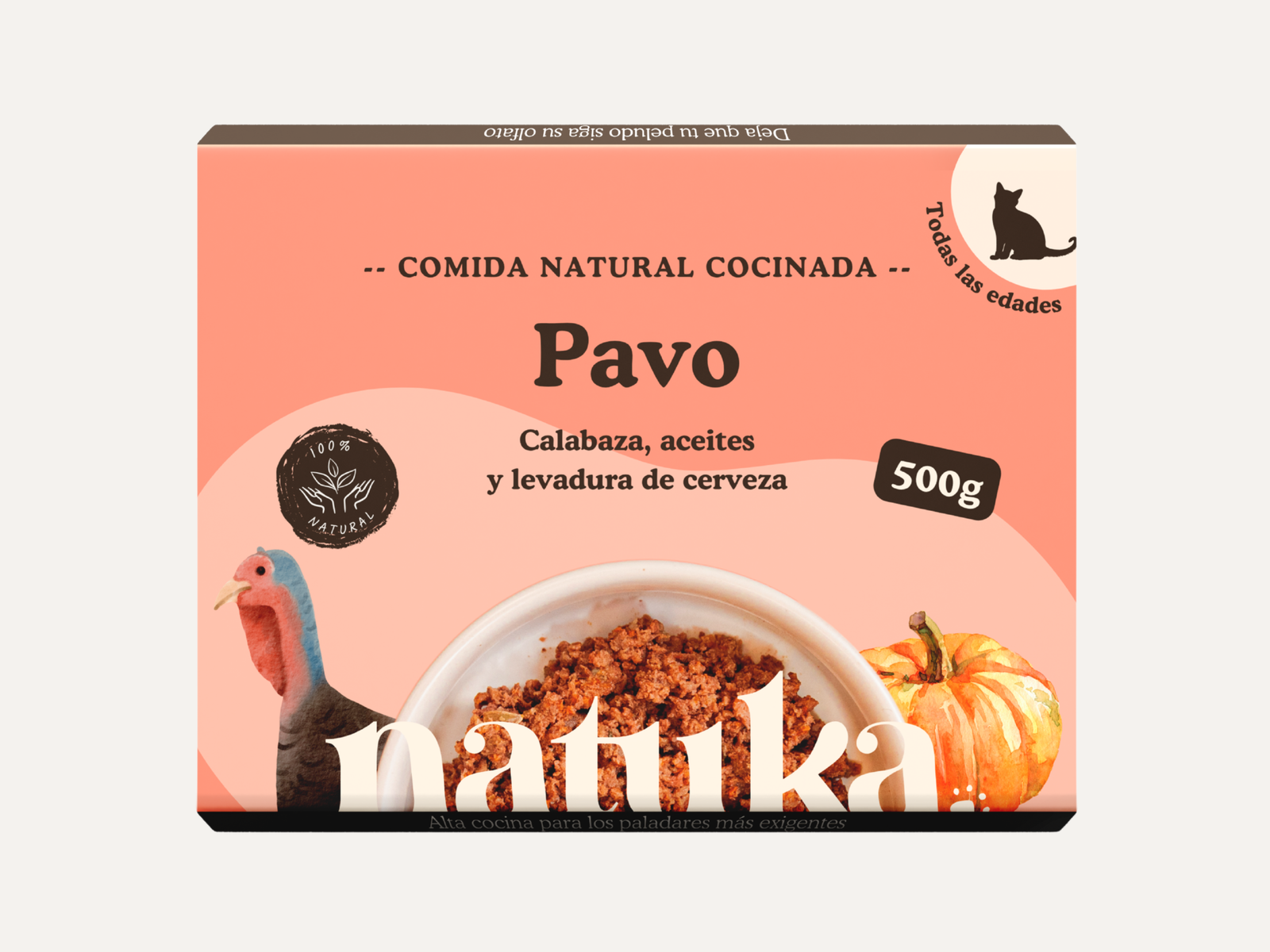 Menú cocinado de pavo para gato de Natuka