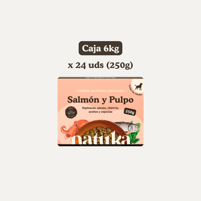 Presentación de menú de salmón de Natuka para 6 kilos