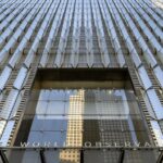 One World Trade Center facade rising above Lower Manhattan