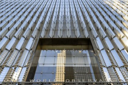 One World Trade Center facade rising above Lower Manhattan