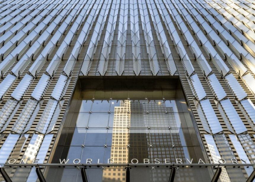 One World Trade Center facade rising above Lower Manhattan