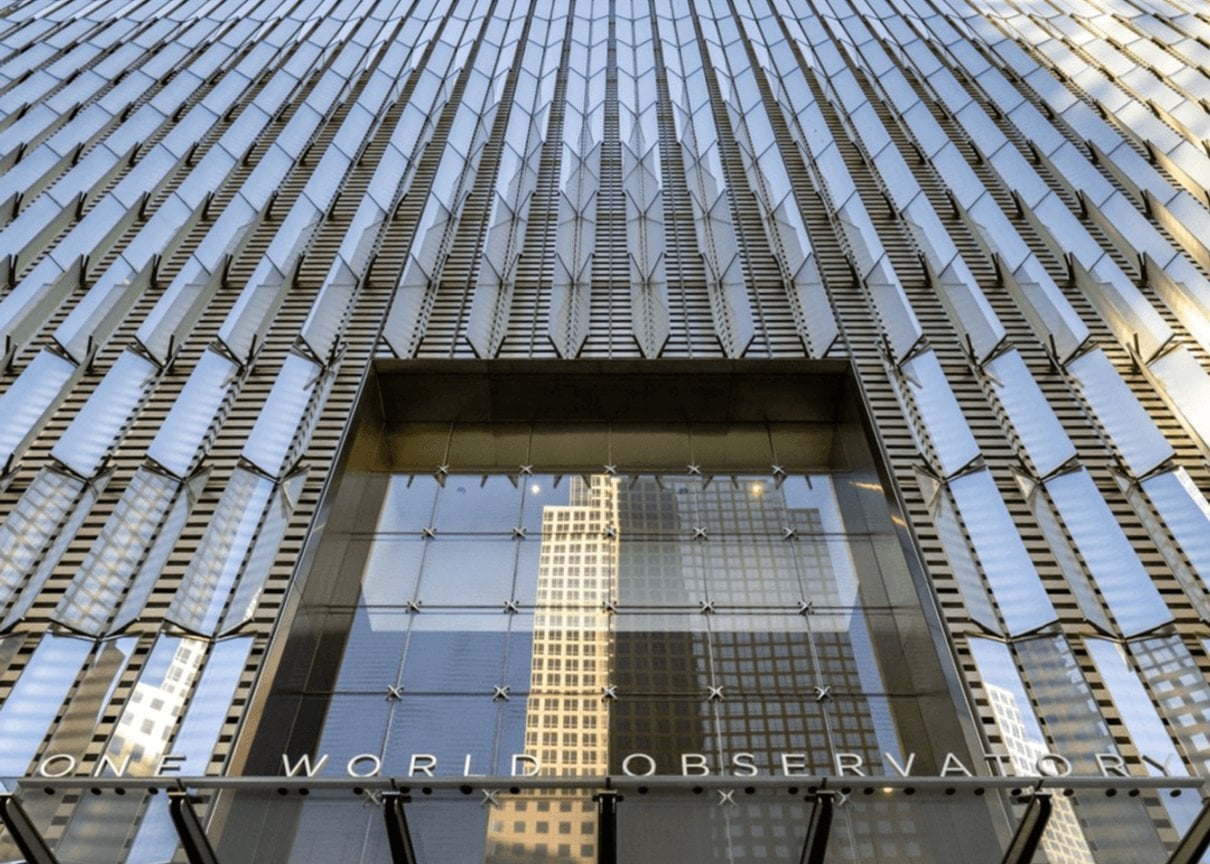 One World Trade Center facade rising above Lower Manhattan