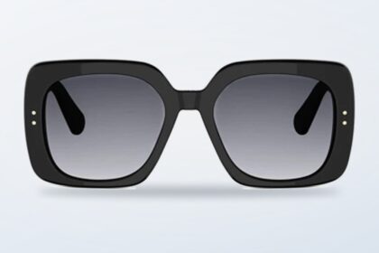Lentes de sol negros de tamaño grande sobre fondo limpio