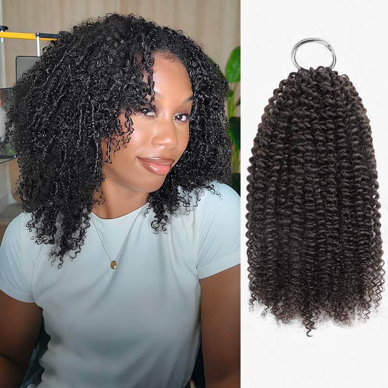 QVR afro kinky curly crochet human hair extension
