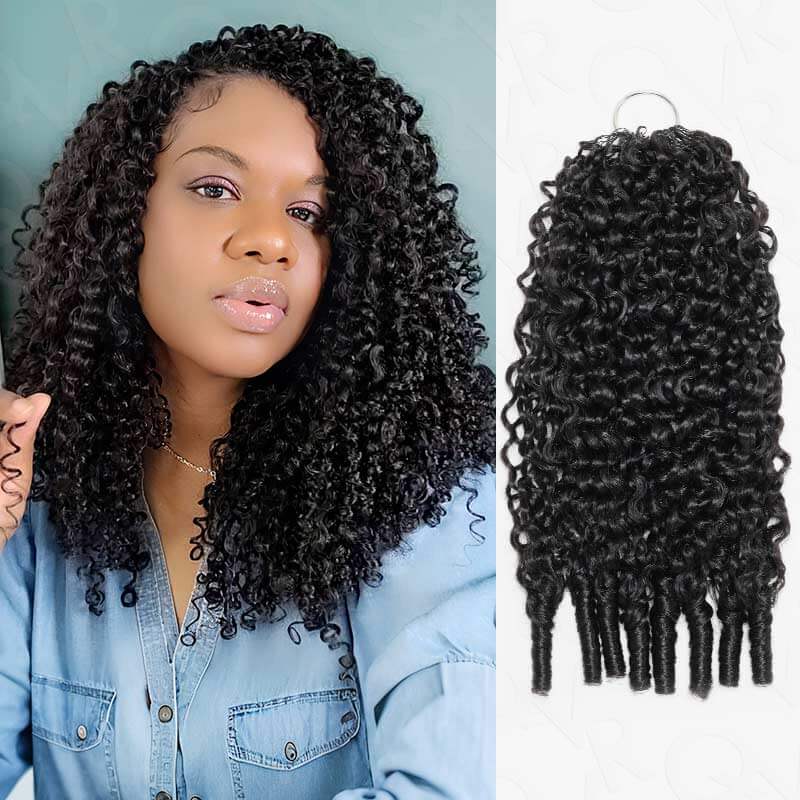 QVR natural black Burmese curly crochet hair extension