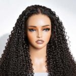 QVR curly human hair wig styled on a mannequin