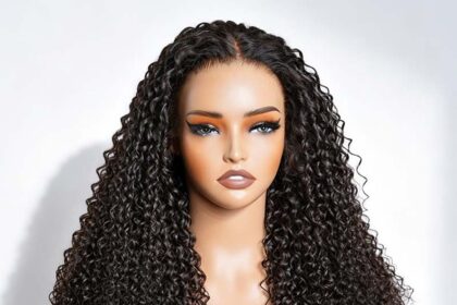 QVR curly human hair wig styled on a mannequin