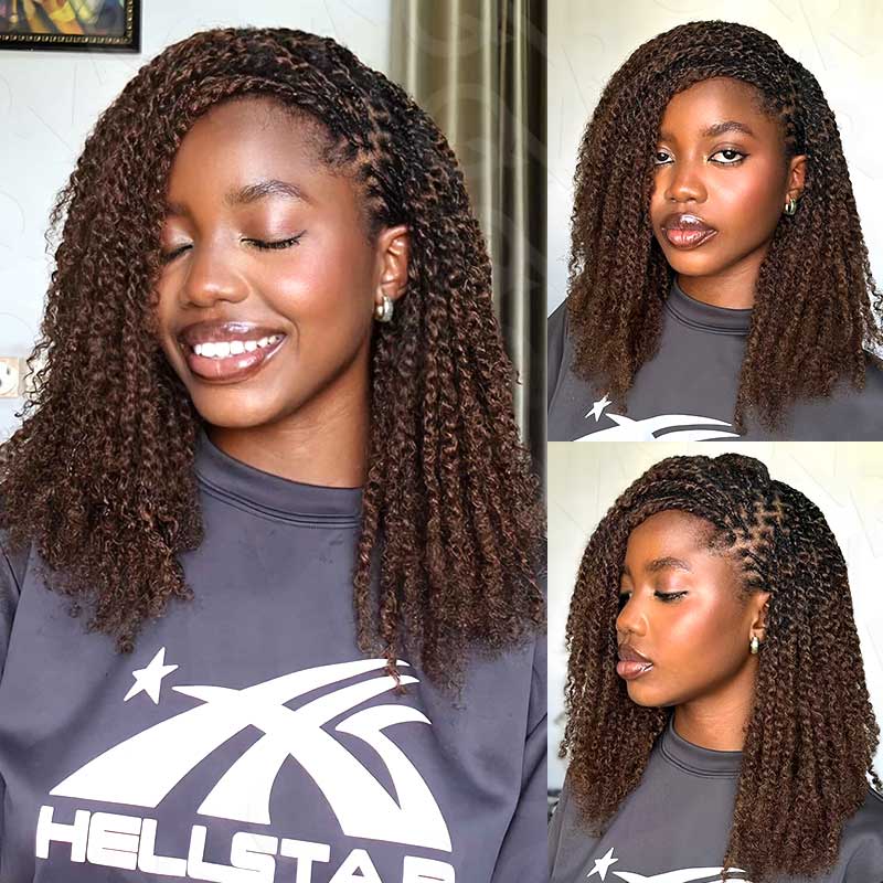 QVR mixed color afro kinky bulk human hair highlights