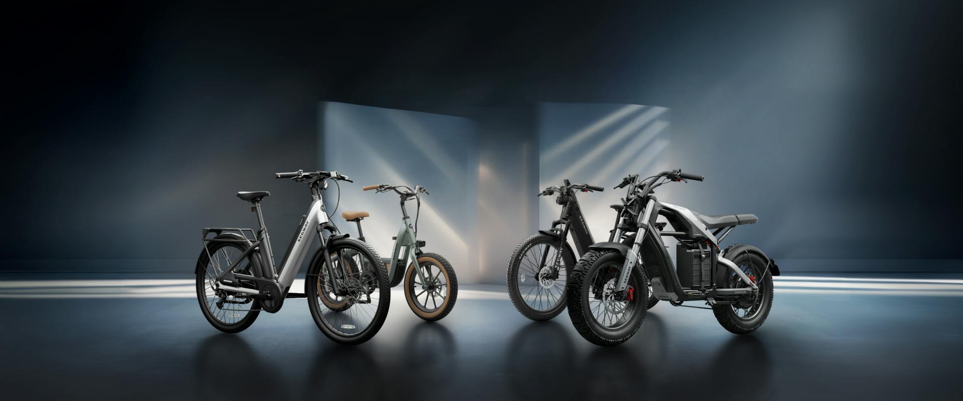 Segway electric bike lineup displayed indoors