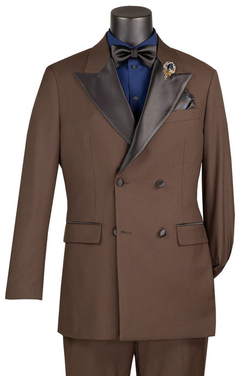 Brown regular fit double breasted tuxedo