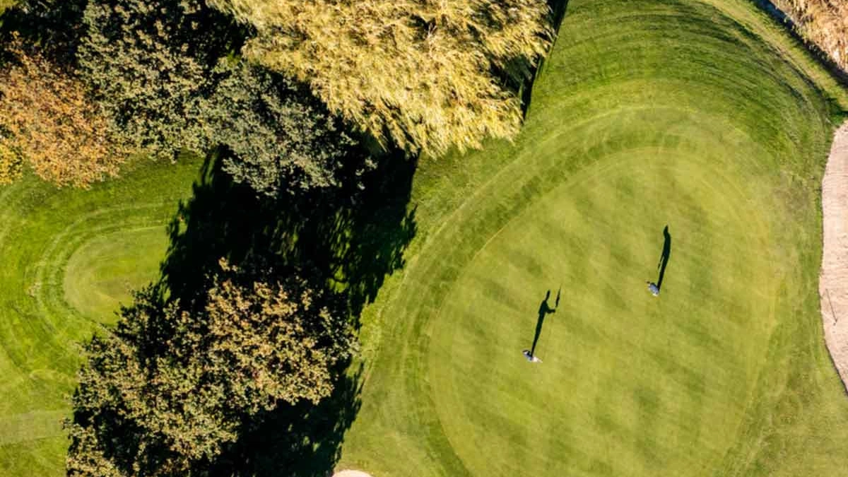 Aerial view of a golf green