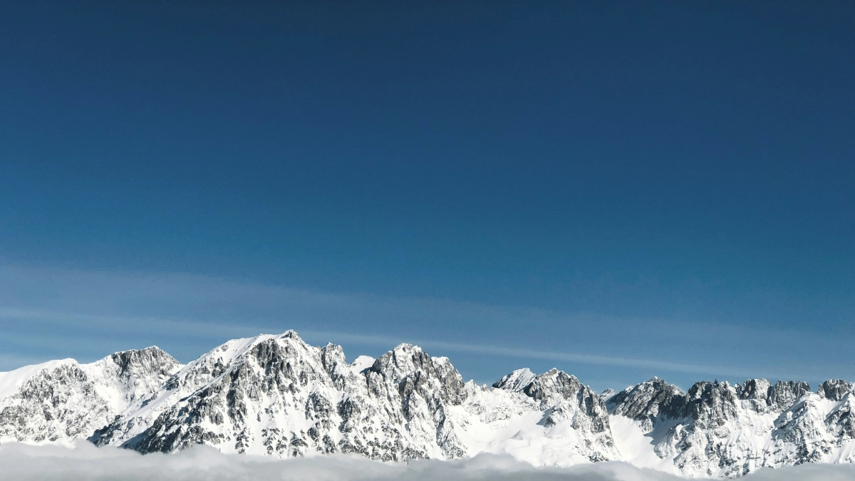 Snow-capped mountains at a winter sports destination