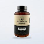 L-Theanine capsules bottle on a clean product background