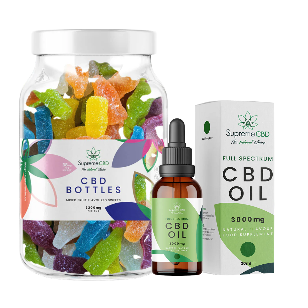 SupremeCBD Strong Start bundle with CBD oil and gummies